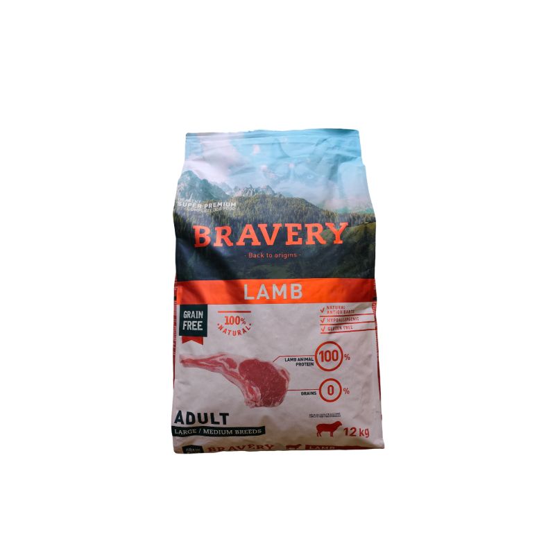Bravery Grain Free Dog Cordero Pienso Para Perros Adultos 12 kg